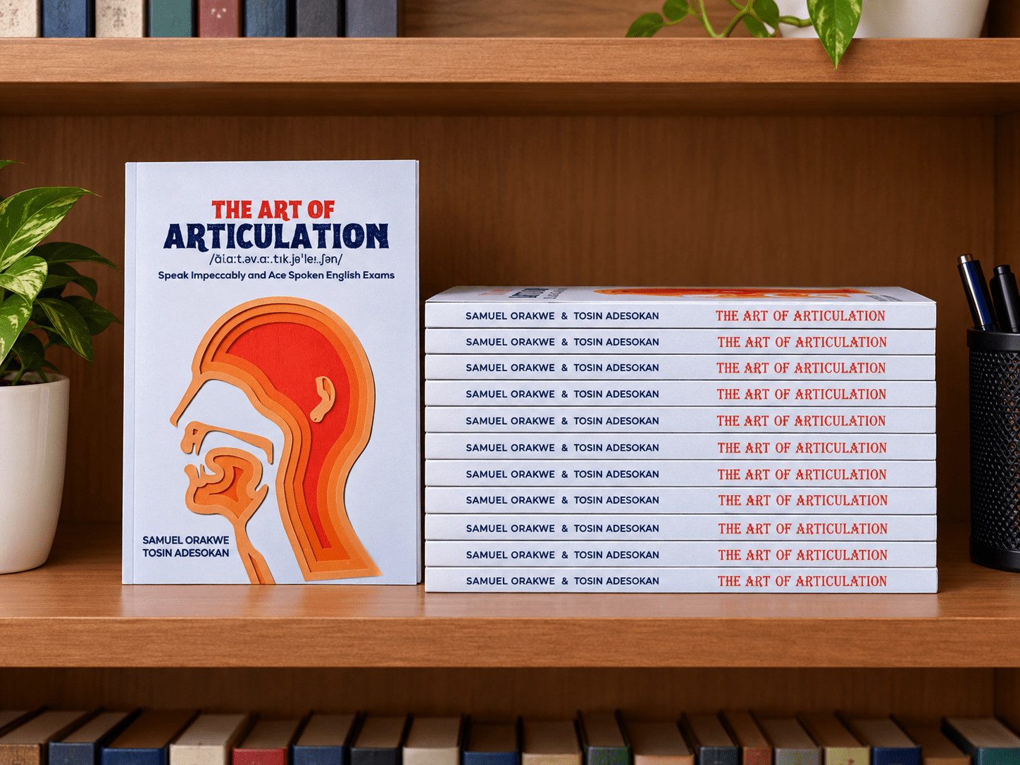 The Art of Articulation books arranged on a bookshelf